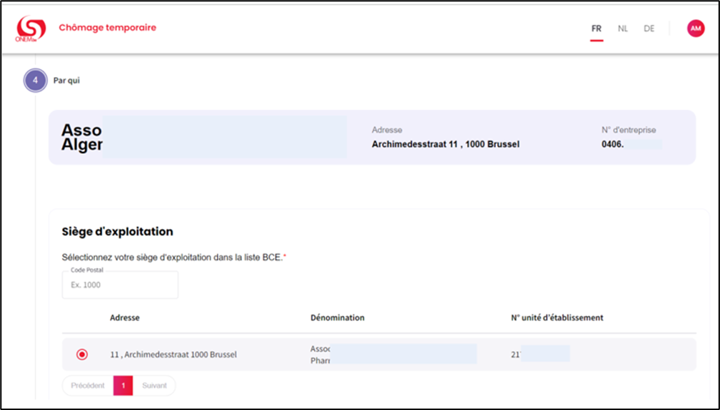 Screenshot that opens if name and company number have been filled in, showing the relevant data such as site of company.