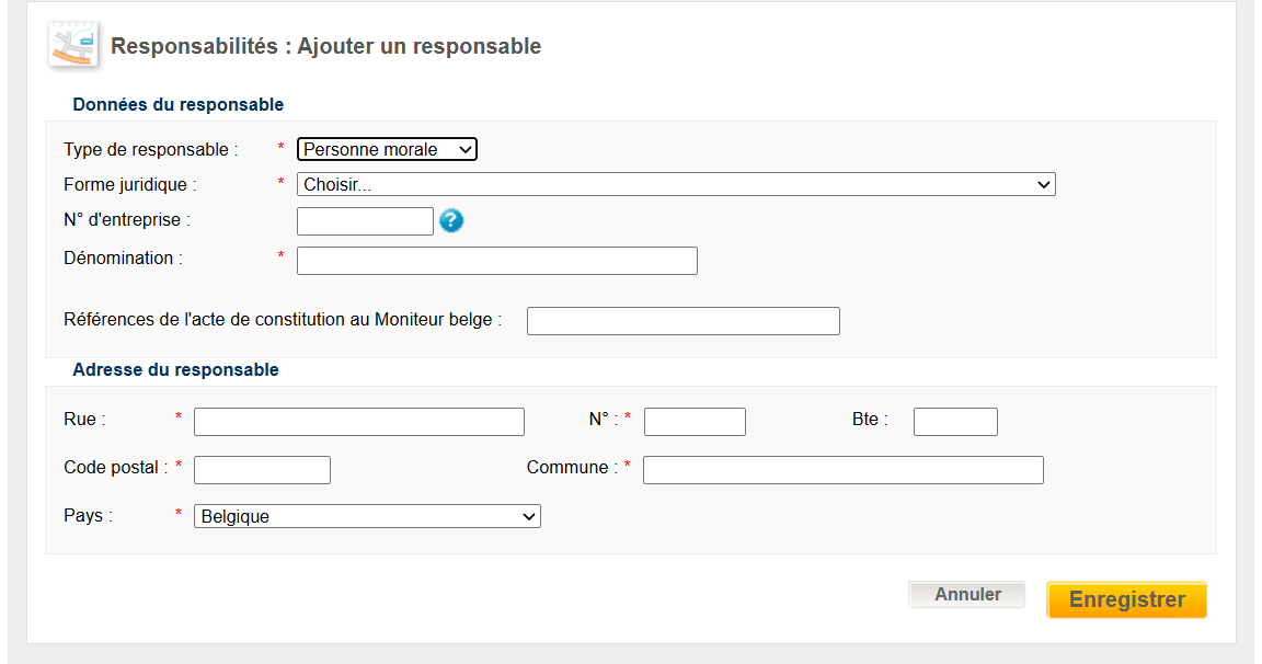 WIDE: responsibilities; responsible person - Legal person WIDE: responsibilities; add a responsible person - Legal person