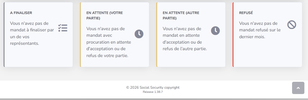Screenshot showing the four boxes to select "to be finalised", "pending (your party)", "pending (other party) and "rejected".