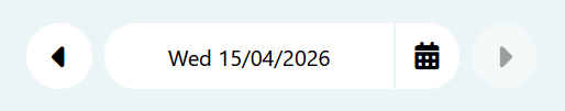 Current date displayed with a calendar icon, allowing navigation to previous or next dates.
