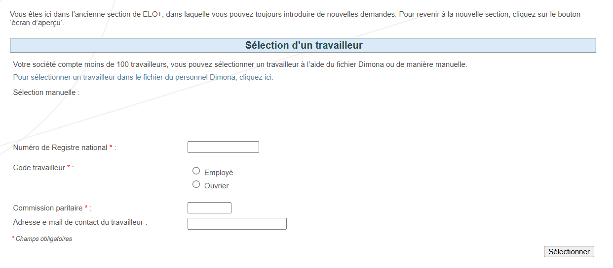 Screenshot to select an employee for submitting a new request. Parameters now filled in.